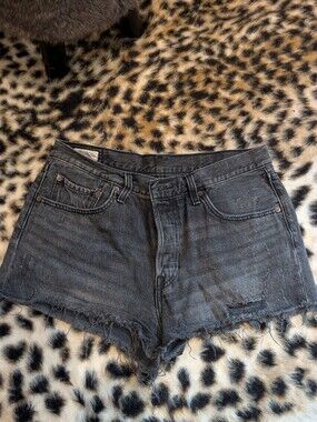 Levis 501 High-Rise Black Denim Cutoff Shorts - 10
